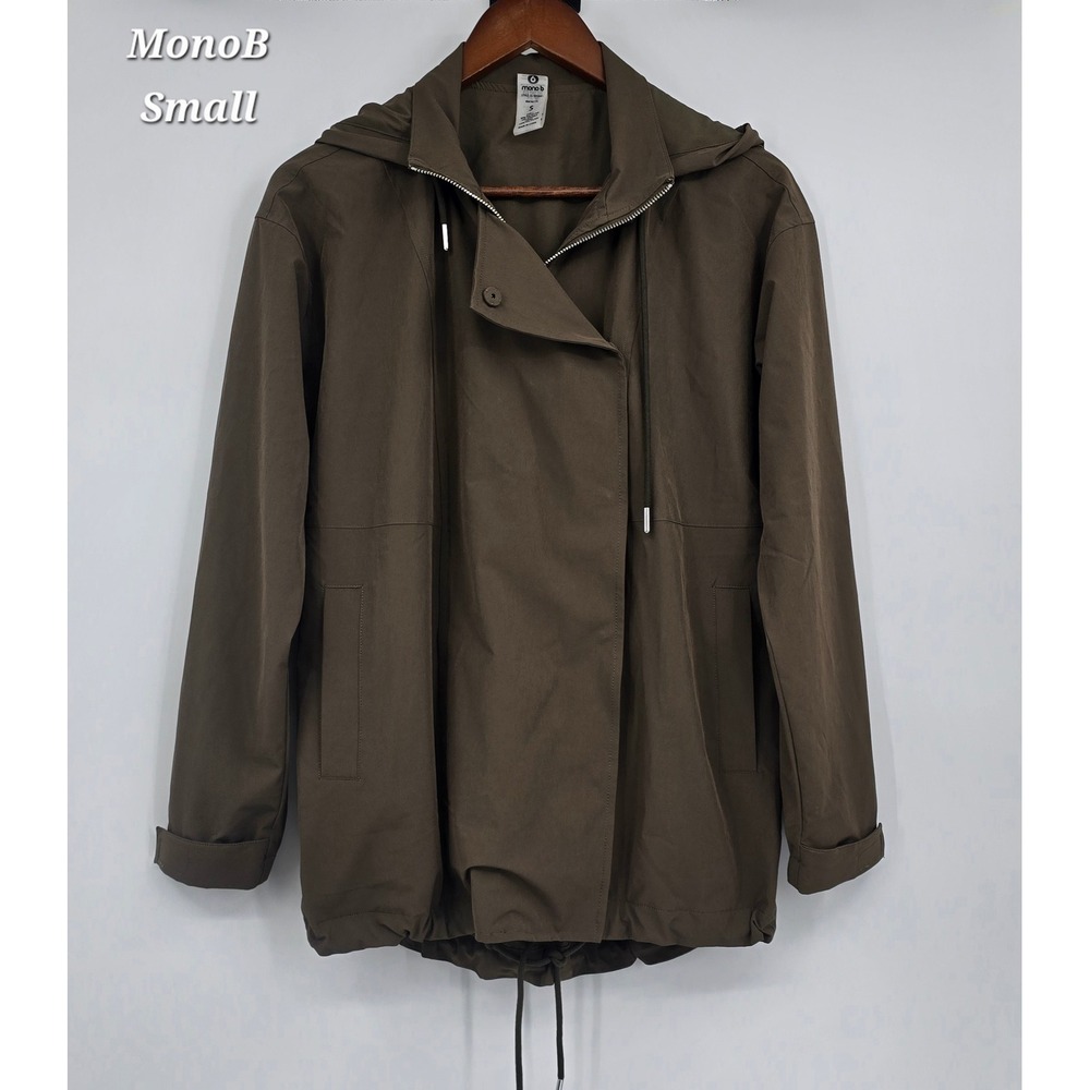 Mono B Hooded Utility Jacket Olive Green Anorak Parka Gorpcore Small